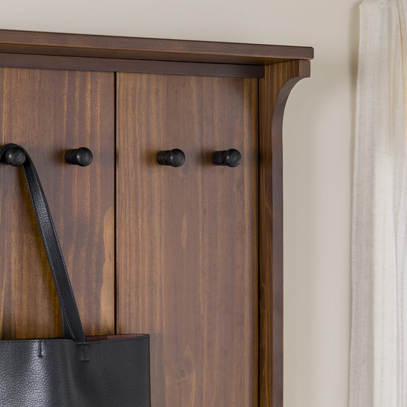 Corrigan Studio® Malena Pine Solid Wood Hall Tree with Bench and Shoe